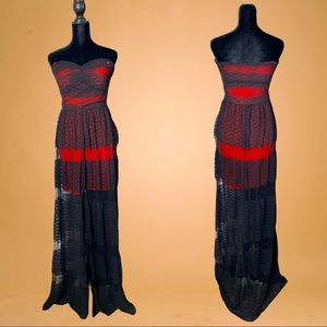 Guess Red Laced Maxi Dress Size Medium
